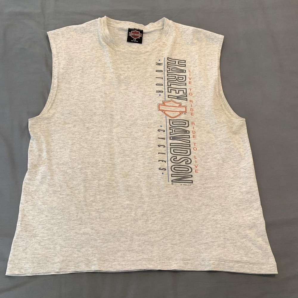 Vintage Harley-Davidson Shirt Mens Large‎ Gray Breese-Wetzel Santa Maria Muscle